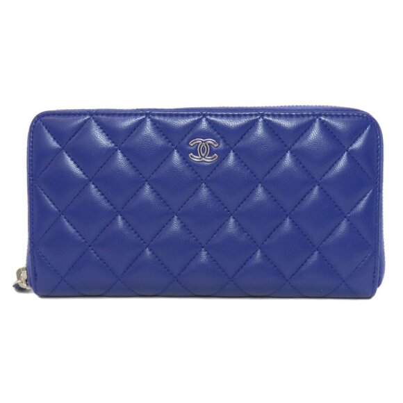 CHANEL Purple Lambskin Leather Logo Wallet - Picture 1 of 11